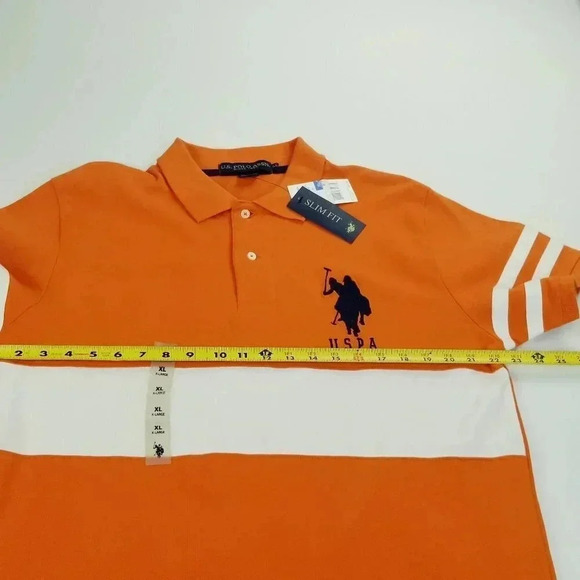 U.S. Polo Assn. XL Men's Orange Embroidered #3 Shoulder/Back Large Black Pony - Picture 2 of 11